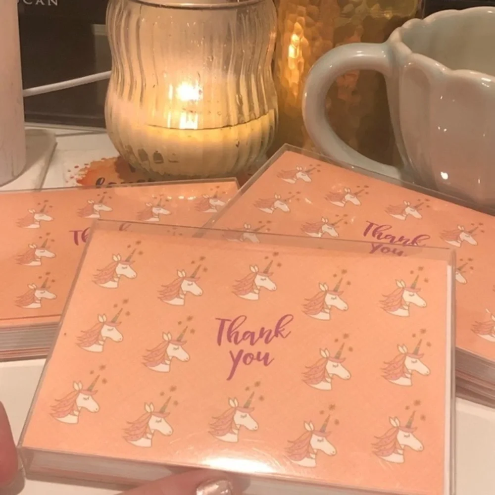 Pink unicorn thank you‎ card box set